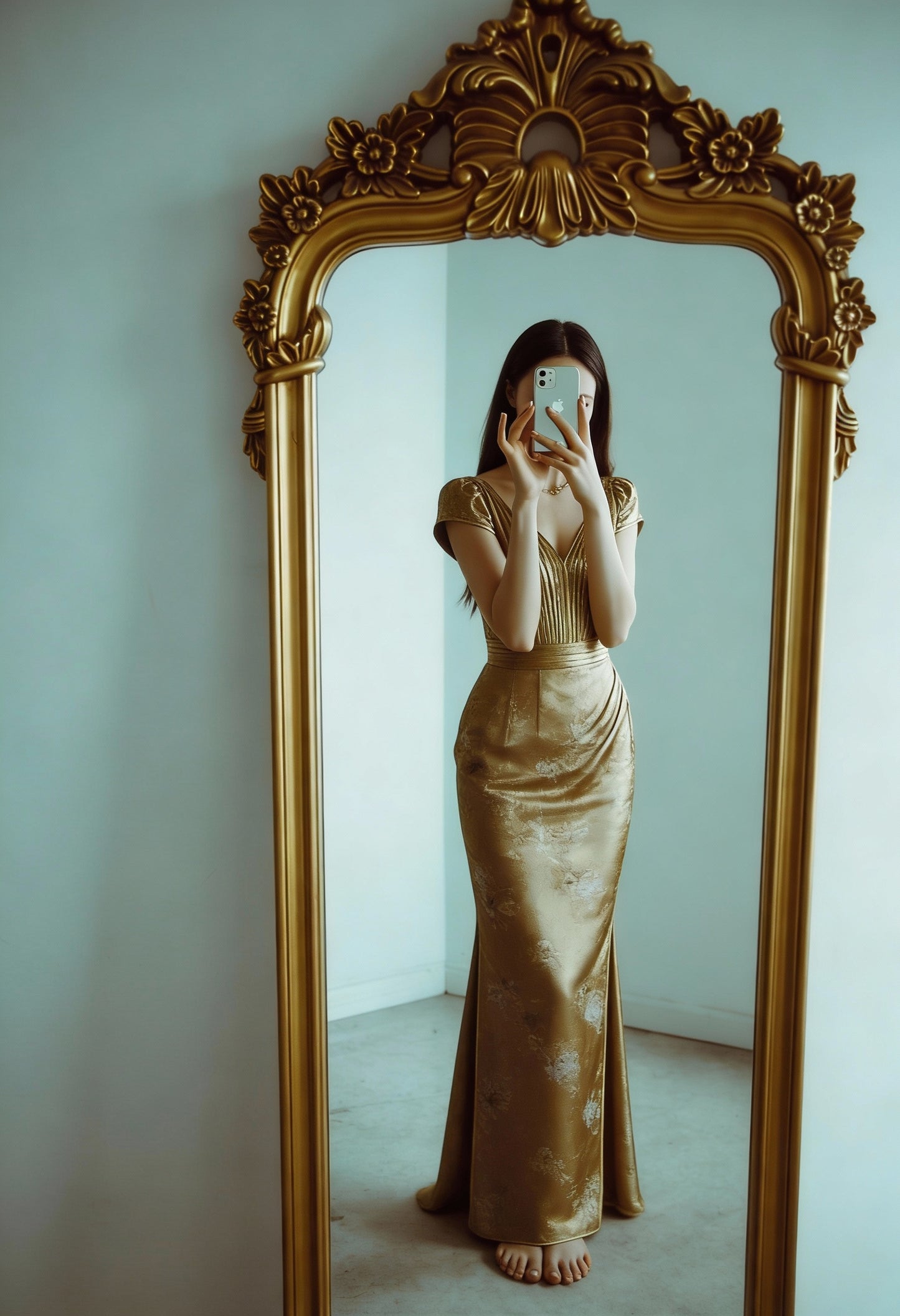 Aurelia Gold Column Gown
