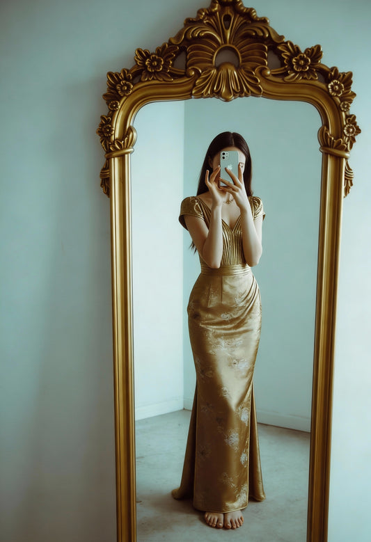 Aurelia Gold Column Gown