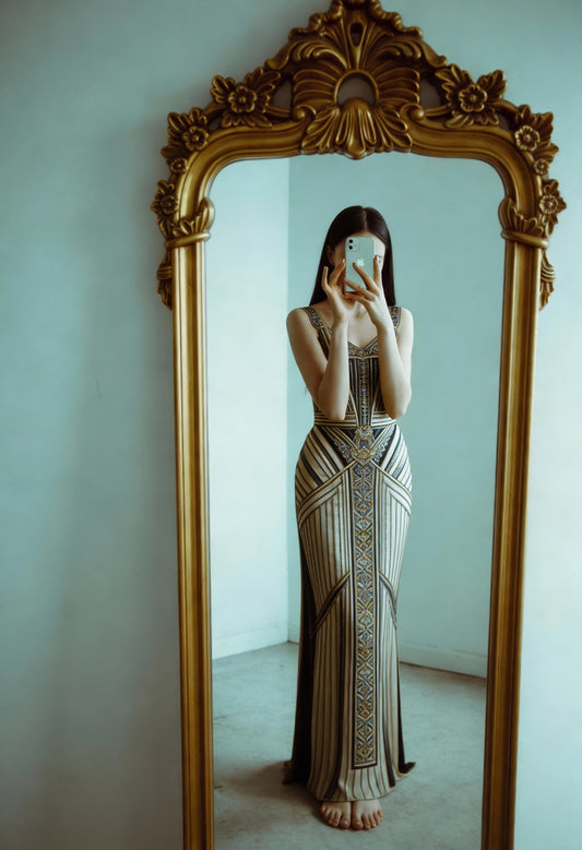 Regency Stripe Evening Dress