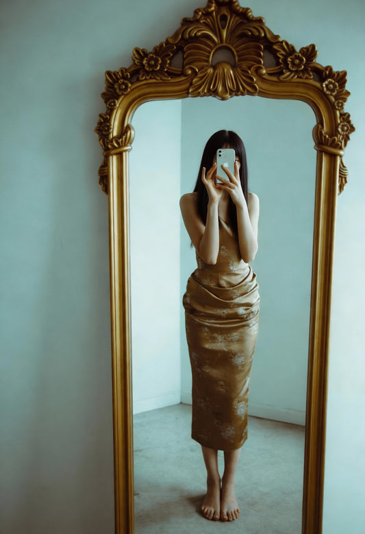 Golden Whisper Satin Dress