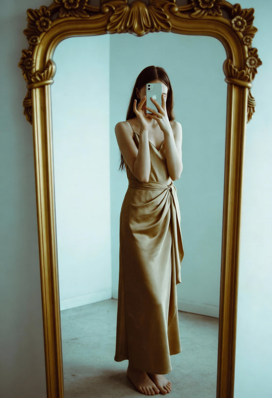 Serene Drape Champagne Gown